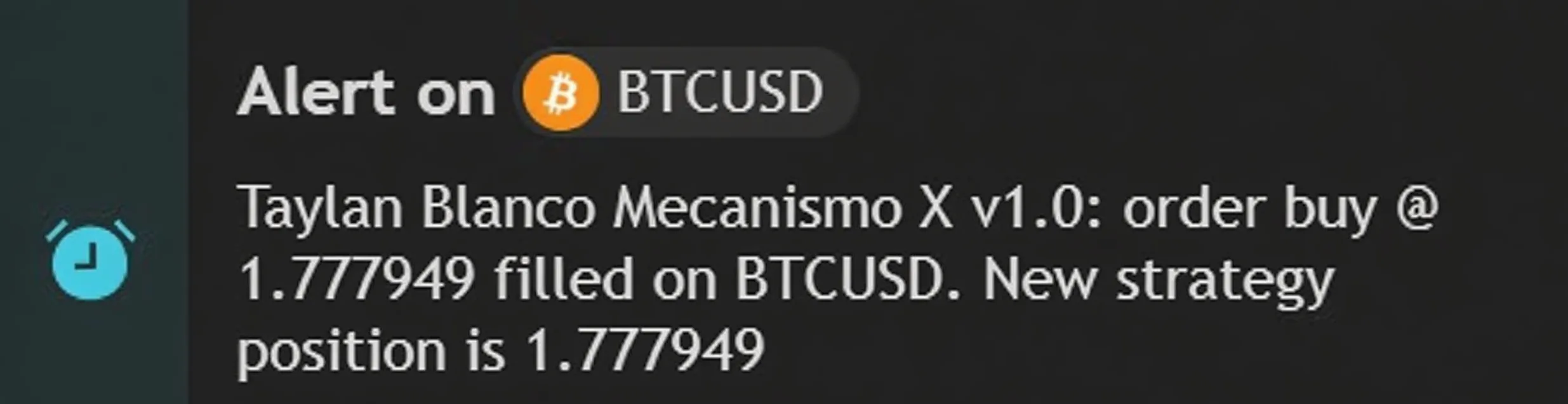 Exemplo de alerta de compra do Mecanismo X no Bitcoin, enviado por e-mail.
