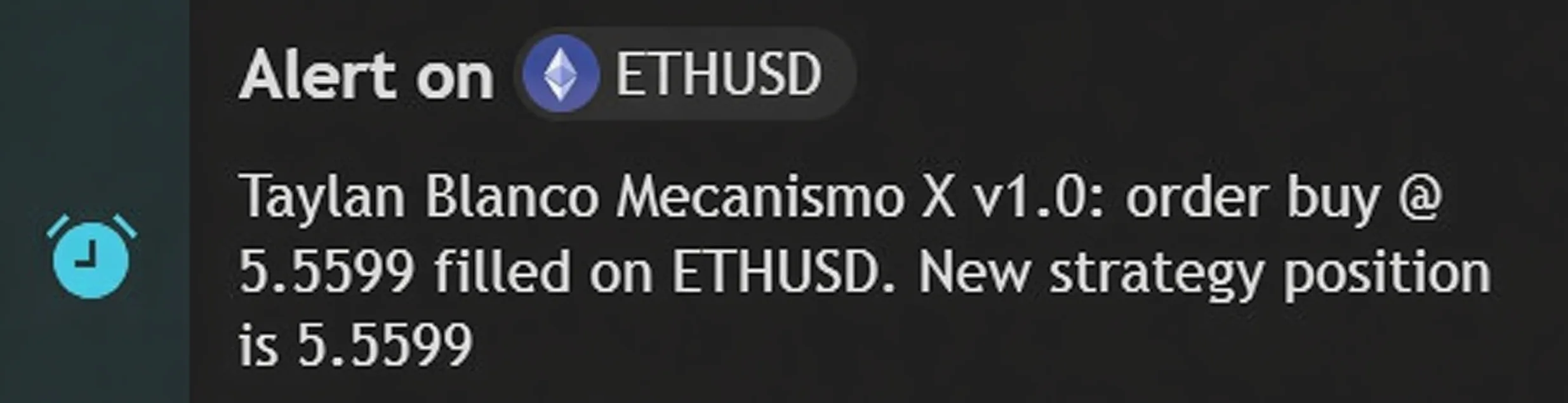 Exemplo de alerta de compra do Mecanismo X no Ethereum, enviado por e-mail.