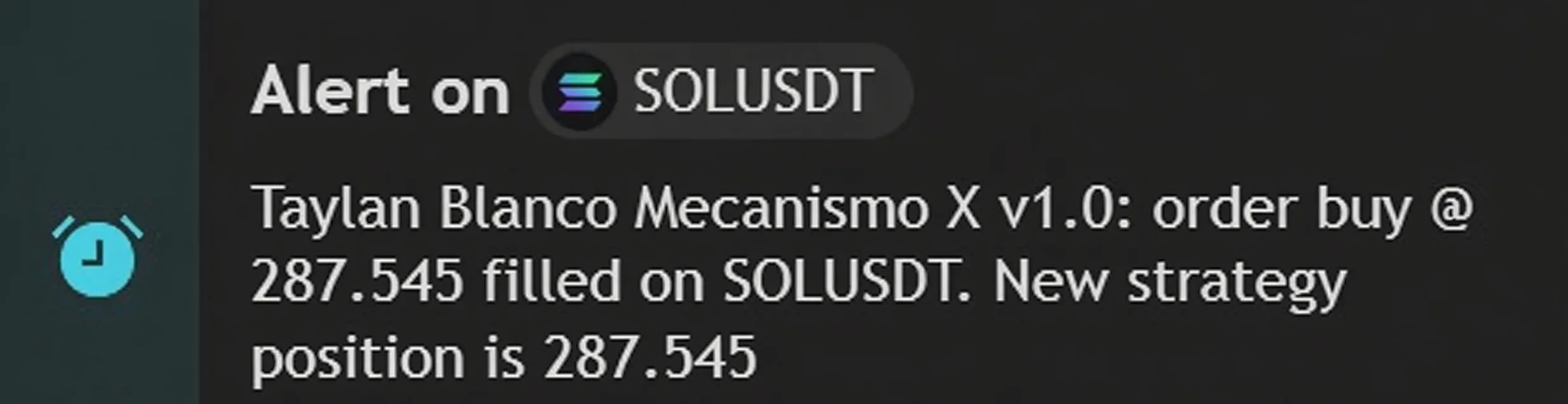 Exemplo de alerta de compra do Mecanismo X no Solana, enviado por e-mail.